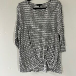 Gibson Women’s Striped Knot-Front Top - Size XL